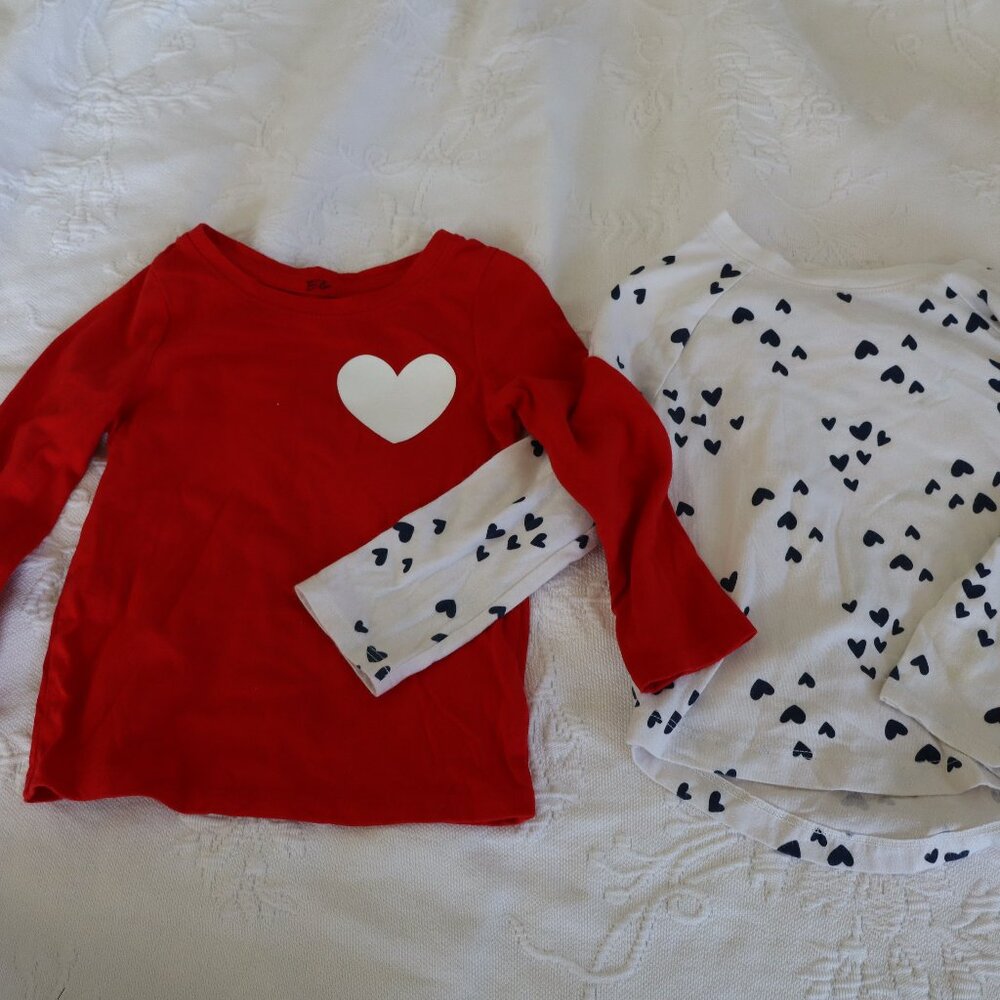 Cat and Jack set of two heart long sleeve tees 2T